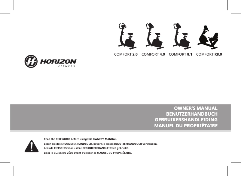 Page 1 of the manual User Manual Horizon Fitness Andes 2.0