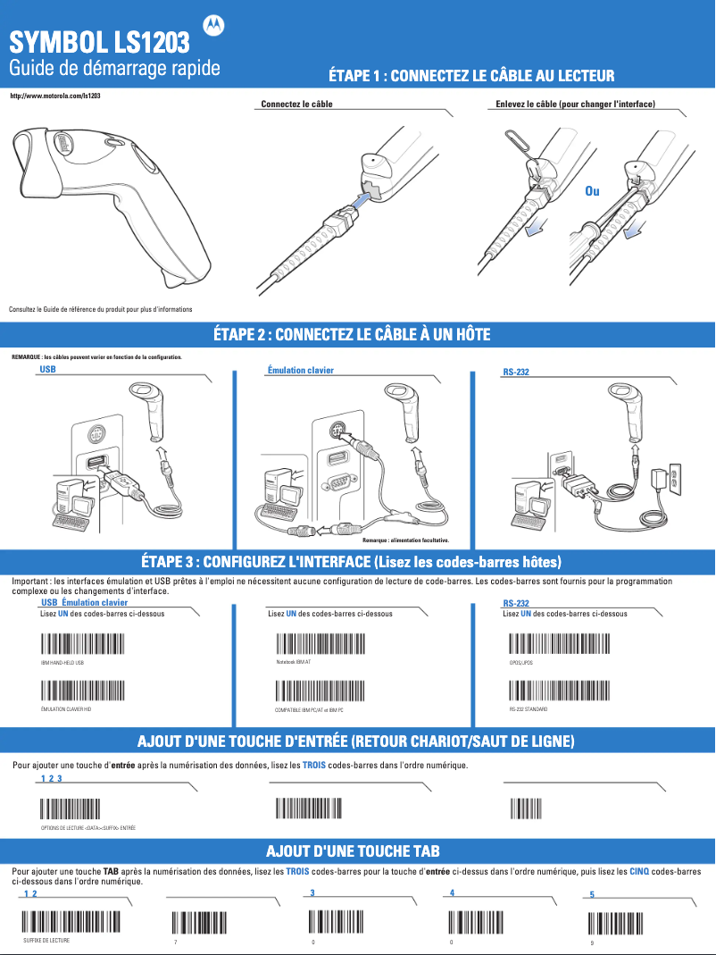Page 1 de la notice Manuel utilisateur Zebra LS1203