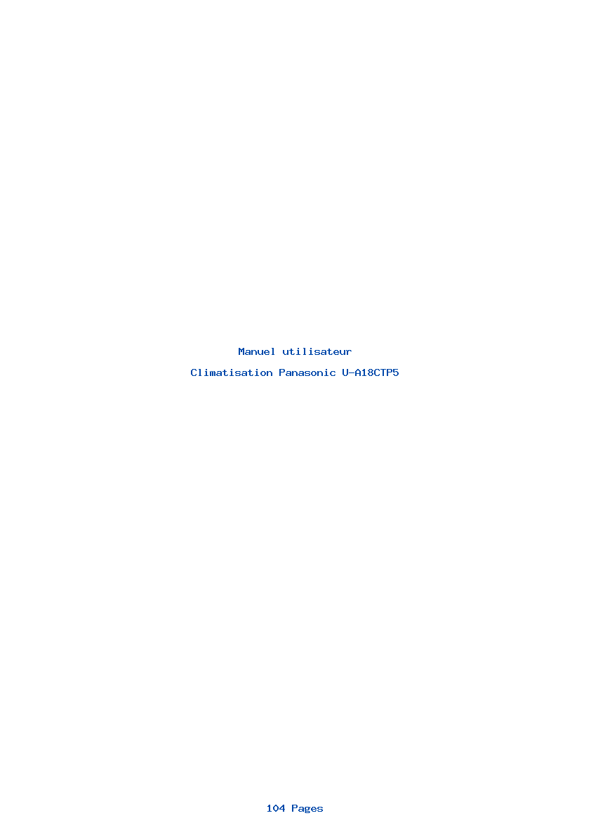 Page 1 de la notice Manuel utilisateur Panasonic U-A18CTP5