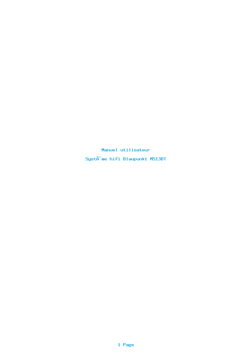 Page 1 de la notice Manuel utilisateur Blaupunkt MS13BT