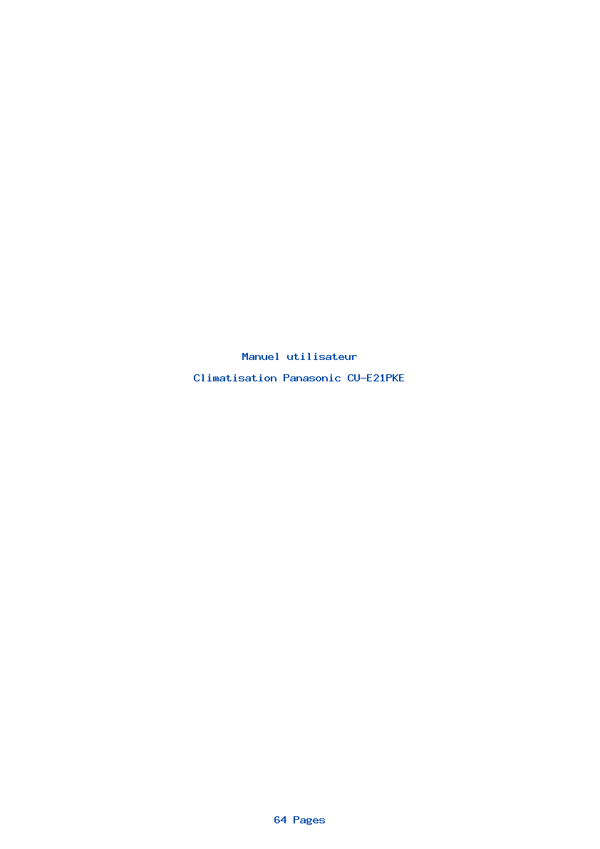 Page 1 de la notice Manuel utilisateur Panasonic CU-E21PKE