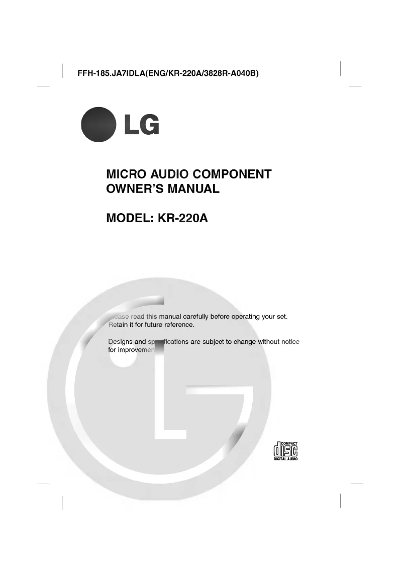 Page 1 of the manual User Manual LG KR-220A