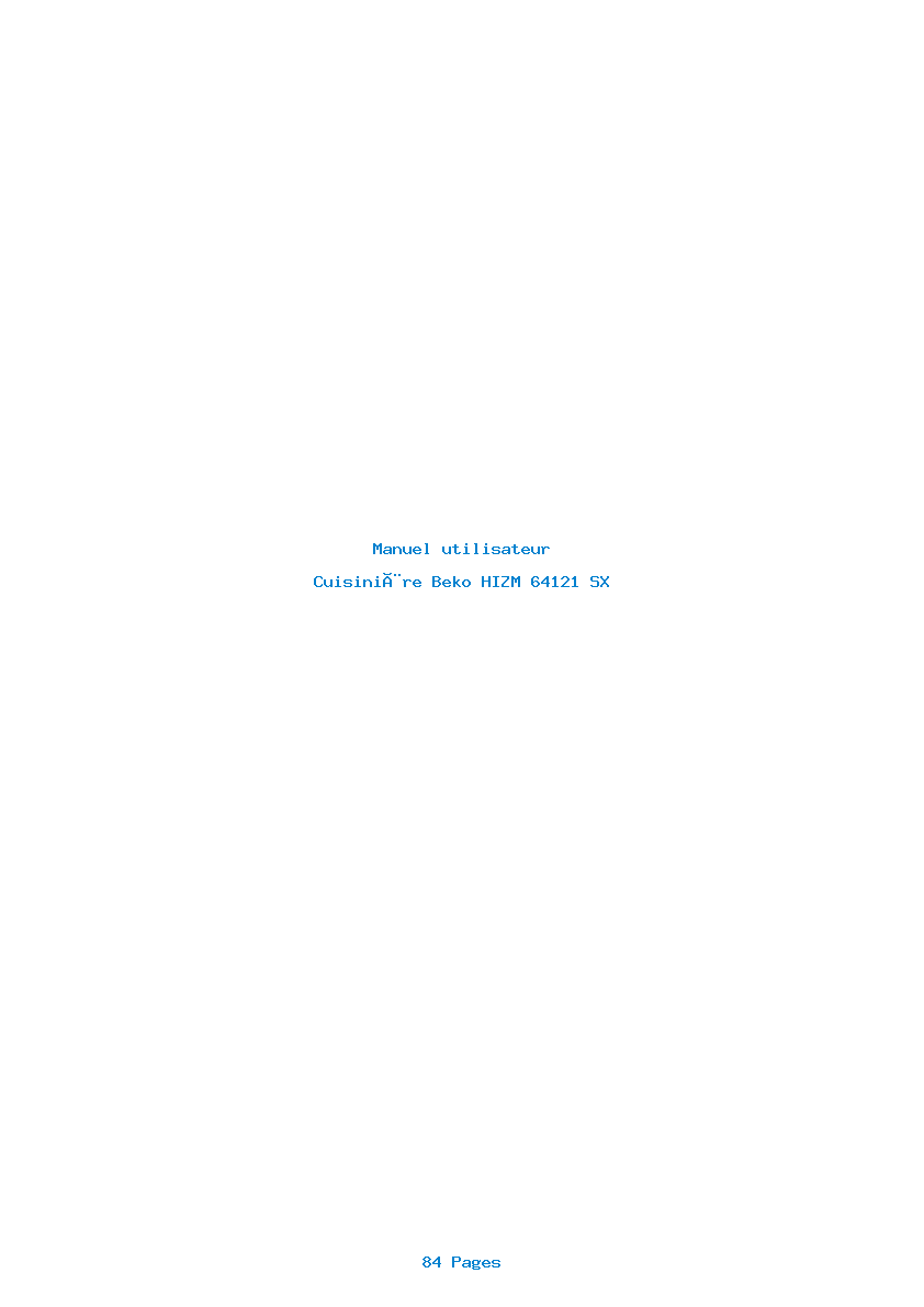 Page 1 de la notice Manuel utilisateur Beko HIZM 64121 SX