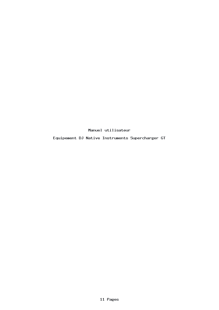 Page 1 de la notice Manuel utilisateur Native Instruments Supercharger GT