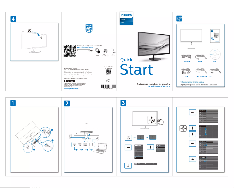 Page 1 of the manual Quick Start Guide Philips E Line 327E8QJAB