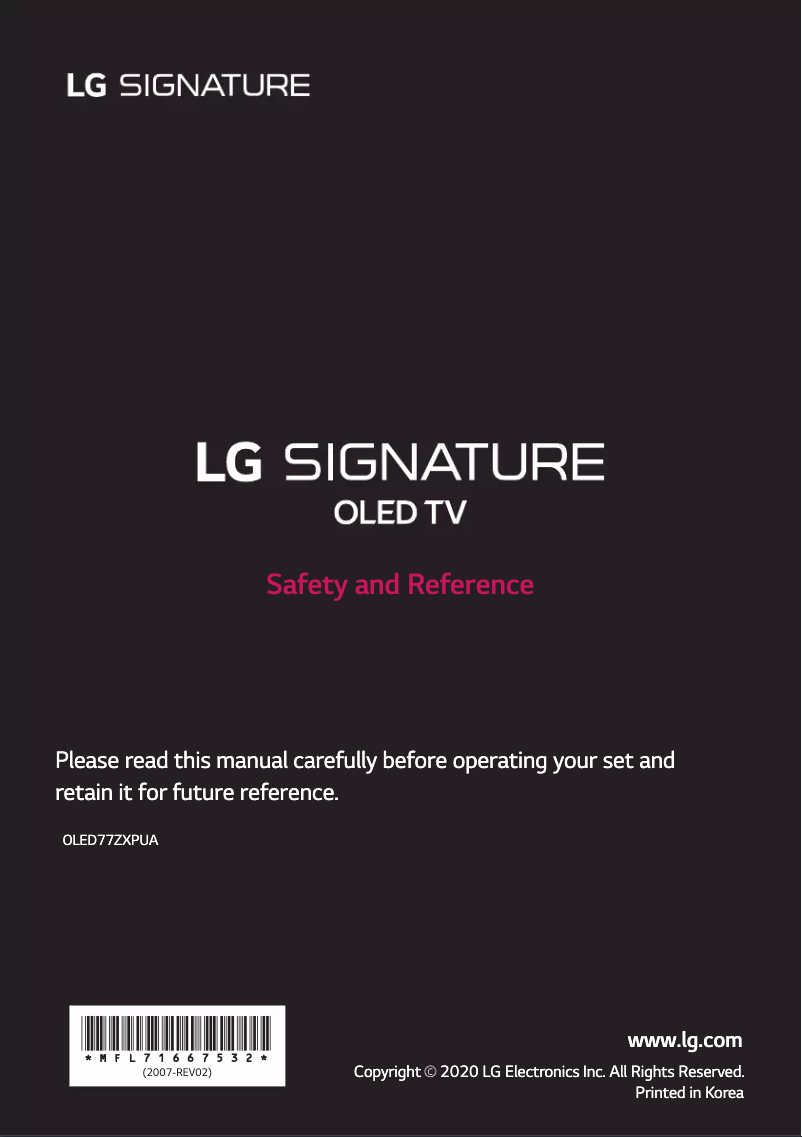 Page 1 de la notice Manuel utilisateur LG SIGNATURE Gallery ZXPUA
