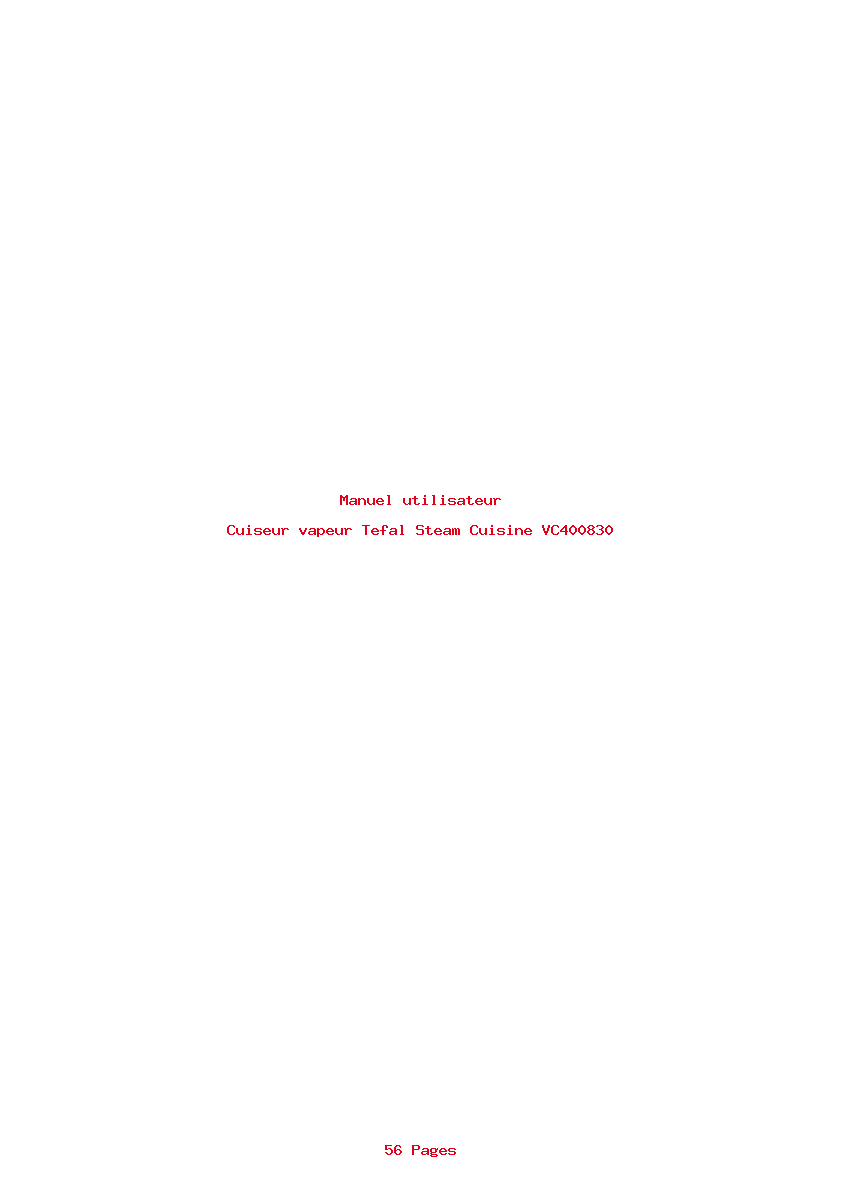 Page 1 de la notice Manuel utilisateur Tefal Steam Cuisine VC400830