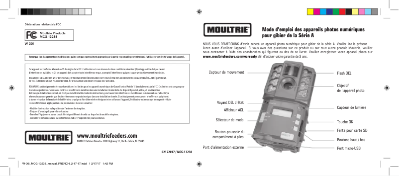 Page 1 of the manual User Manual Moultrie W-30i