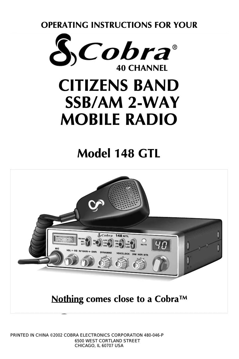 Página 1 del manual Manual de usuario Cobra 148 GTL
