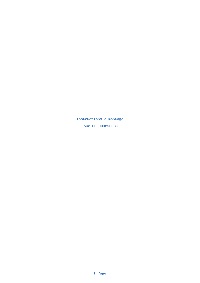 Page 1 de la notice Instructions / montage GE JB450DFCC