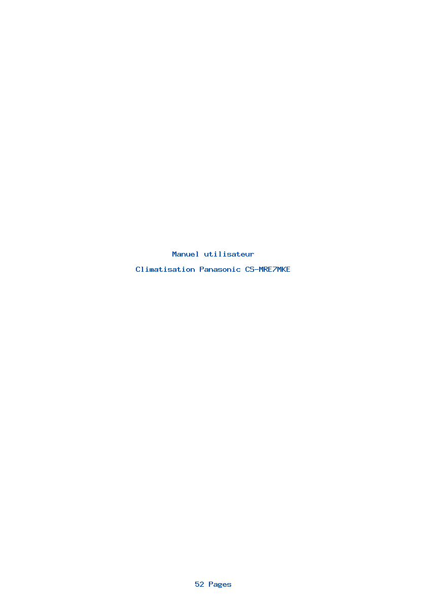 Page 1 de la notice Manuel utilisateur Panasonic CS-MRE7MKE