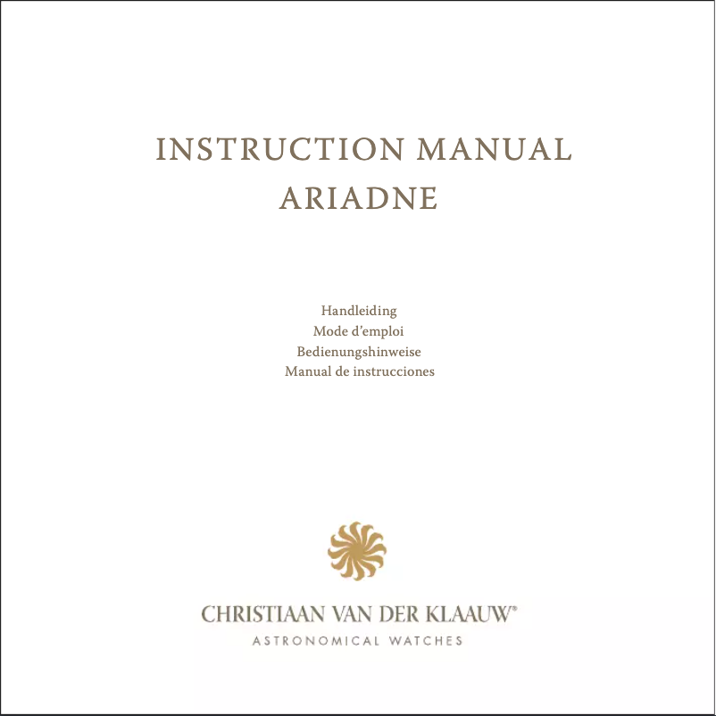 Page 1 de la notice Manuel utilisateur Christiaan van der Klaauw Ariadne CKAR3376