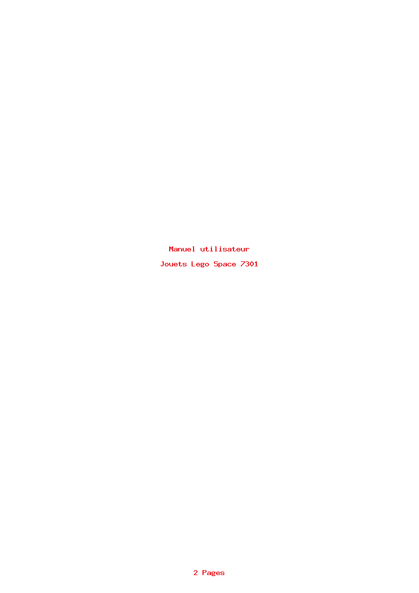 Page 1 de la notice Manuel utilisateur Lego Space 7301