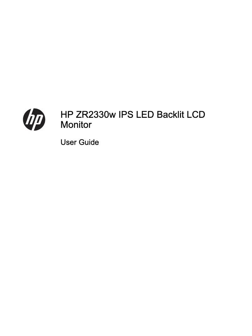 Page 1 de la notice Manuel utilisateur HP Business ZR2330w