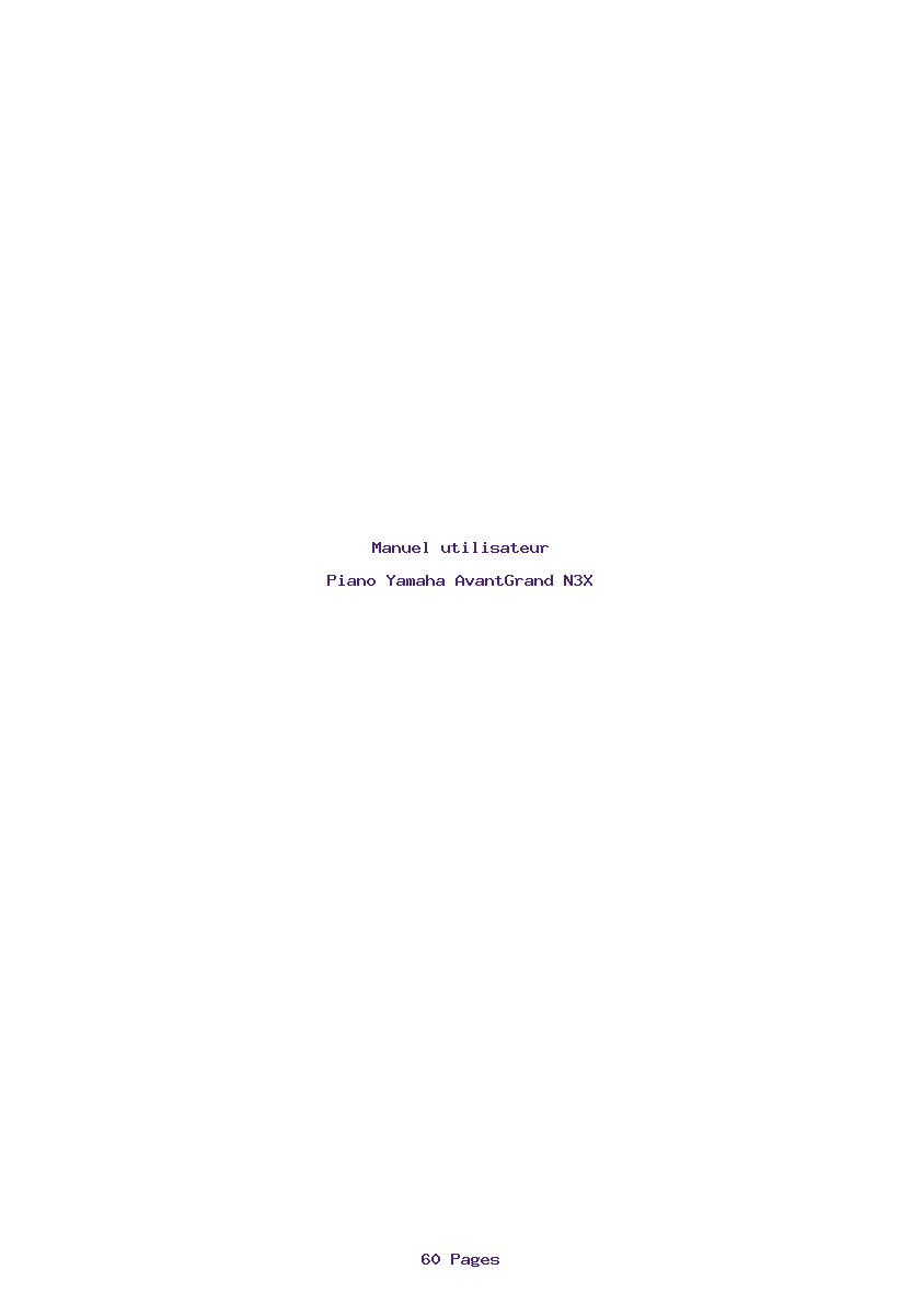 Page 1 de la notice Manuel utilisateur Yamaha AvantGrand N3X