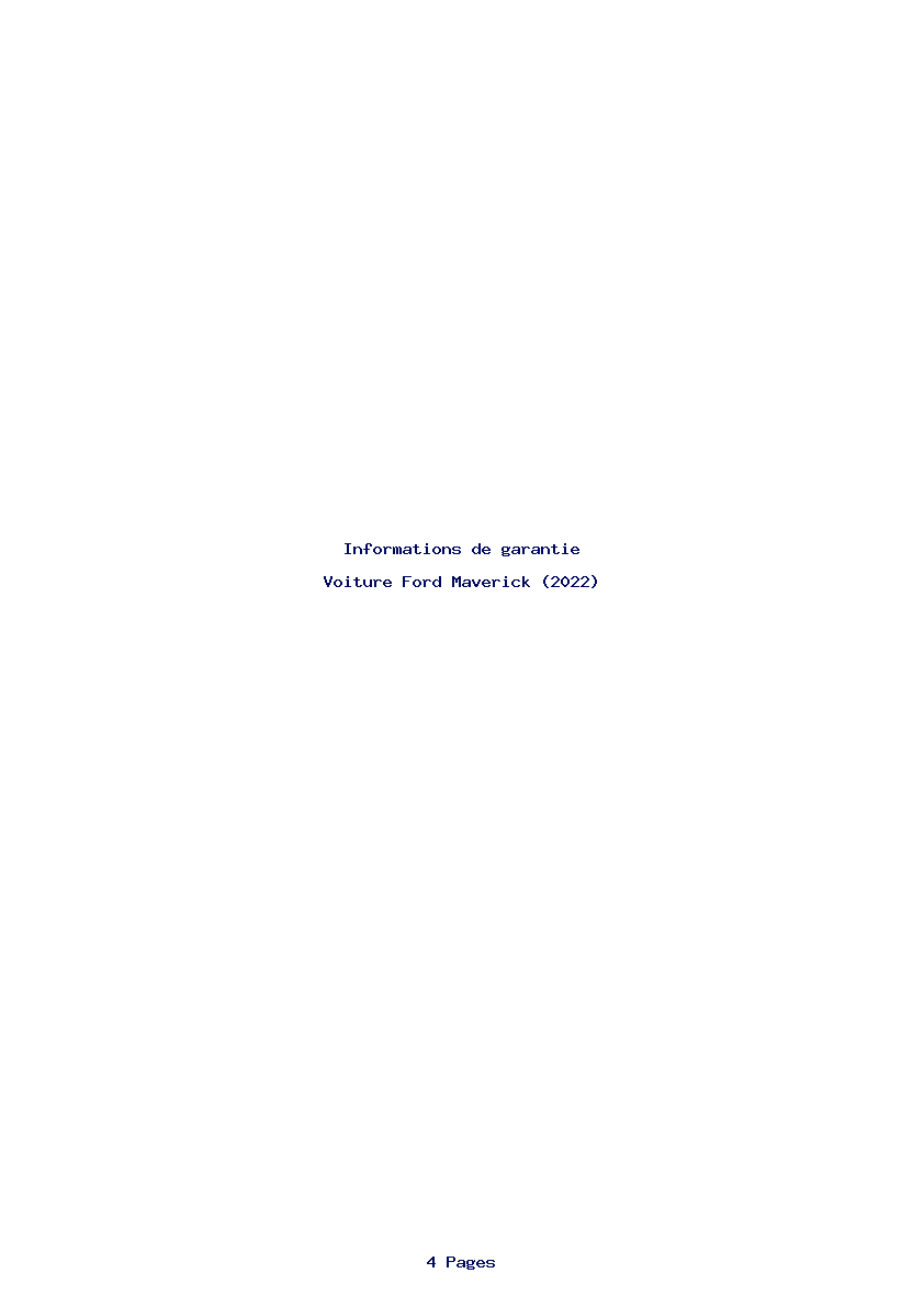 Page 1 de la notice Informations de garantie Ford Maverick (2022)