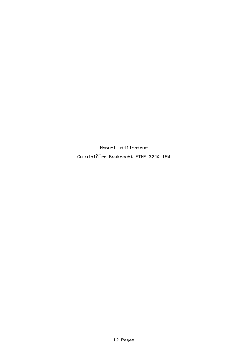 Page 1 de la notice Manuel utilisateur Bauknecht ETHF 3240-1SW