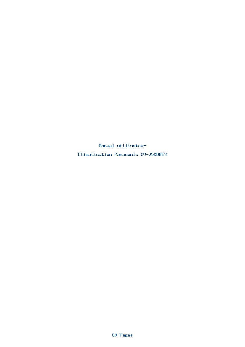 Page 1 de la notice Manuel utilisateur Panasonic CU-J50DBE8
