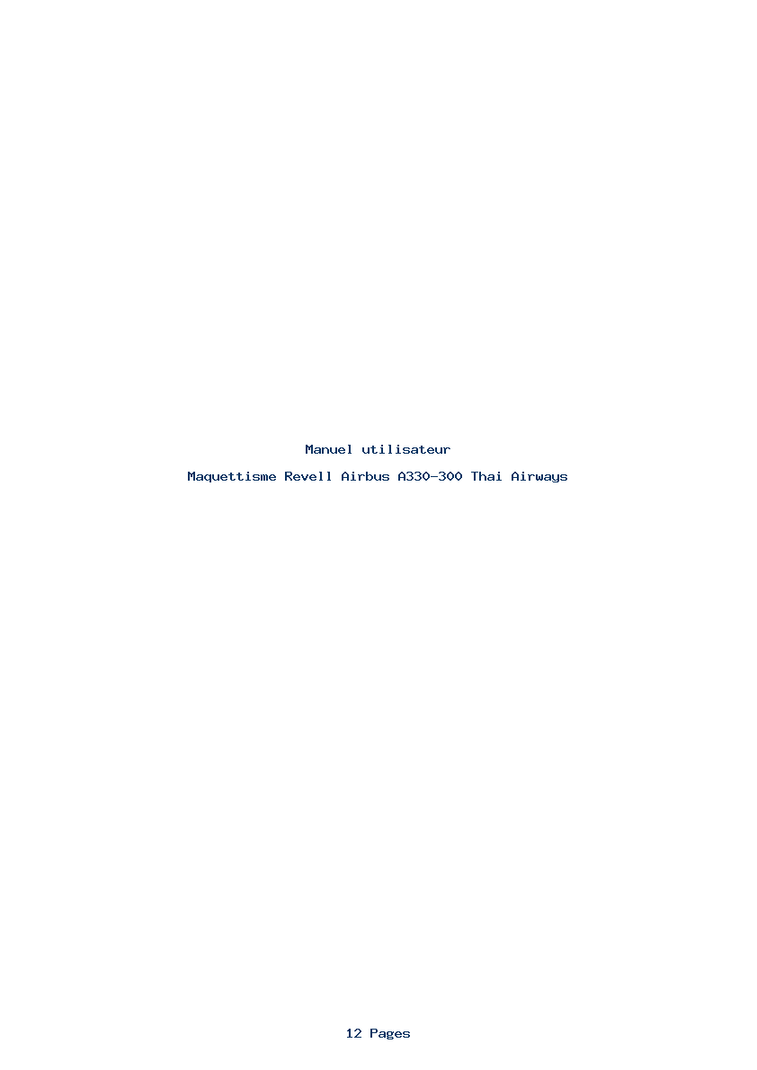 Page 1 de la notice Manuel utilisateur Revell Airbus A330-300 Thai Airways