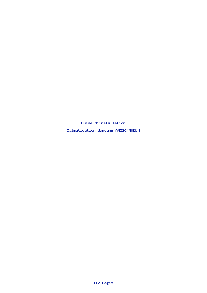 Page 1 de la notice Guide d'installation Samsung AM220FNHDEH