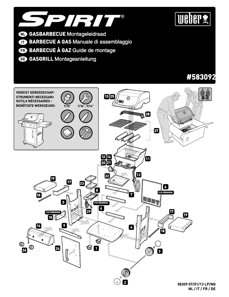 Page 1 de la notice Manuel utilisateur Weber Spirit Original E-210