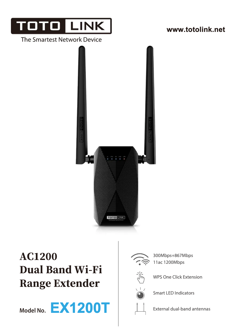 Page 1 de la notice Fiche technique Totolink EX1200T