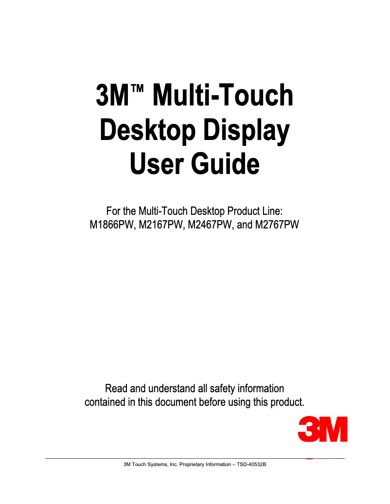 Page 1 de la notice Manuel utilisateur 3M M2767PW