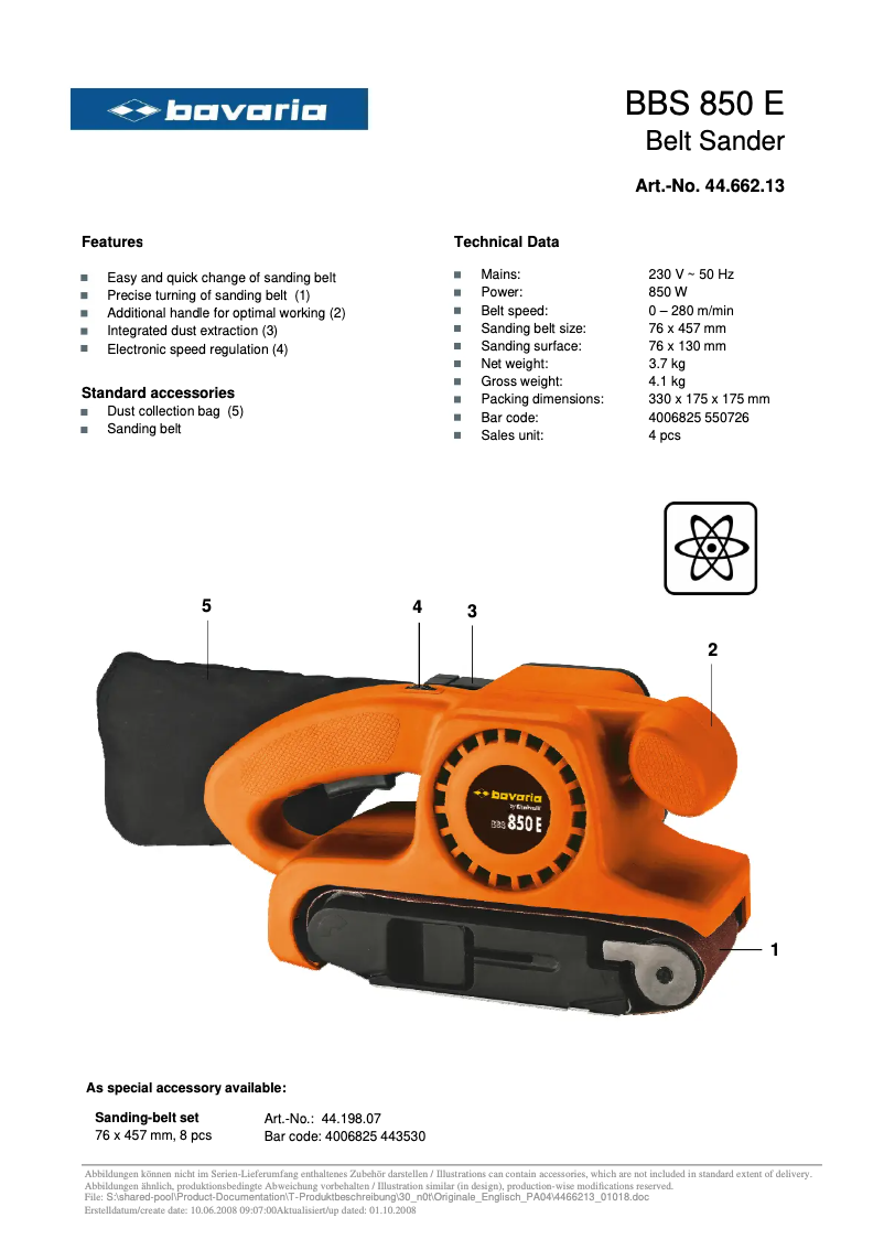 Page 1 of the manual User Manual Bavaria BBS 850 E