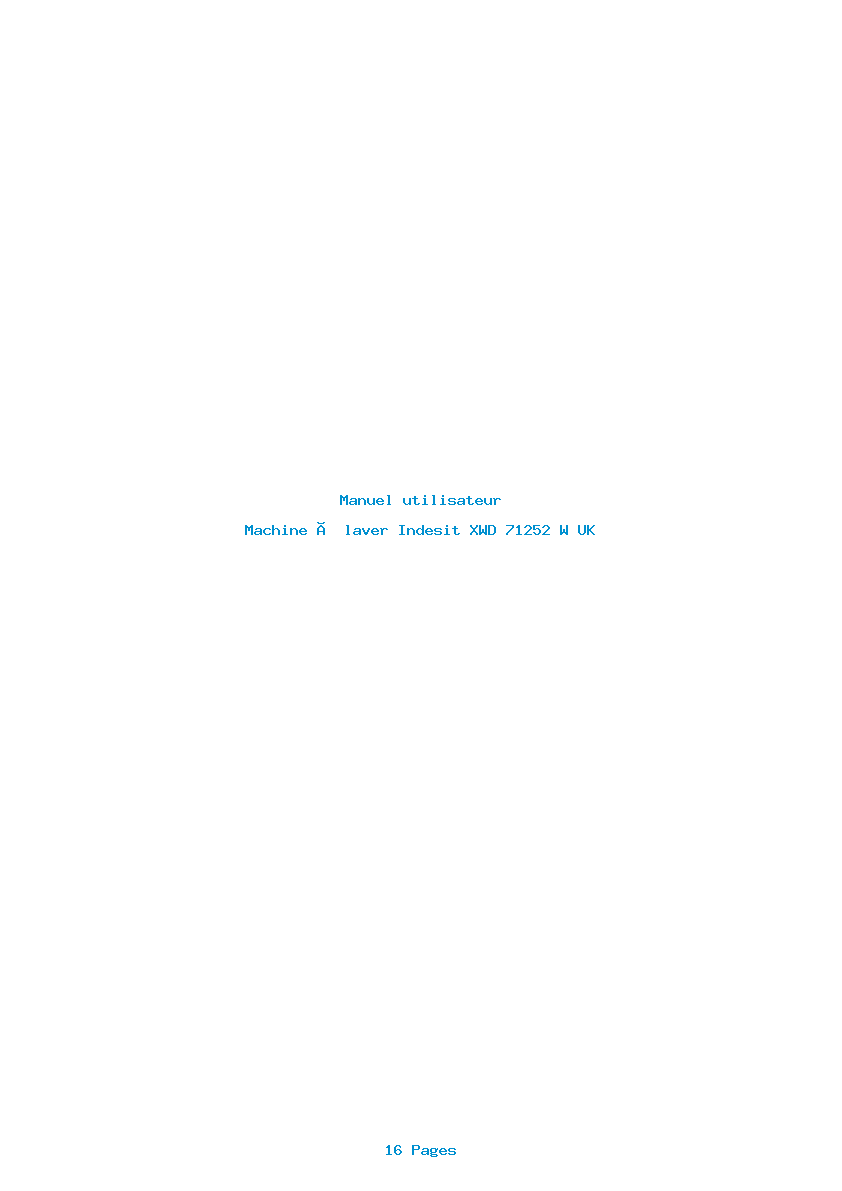 Page 1 de la notice Manuel utilisateur Indesit XWD 71252 W UK