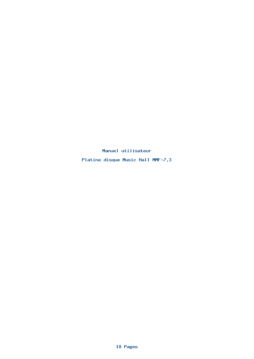 Page 1 de la notice Manuel utilisateur Music Hall MMF-7.3