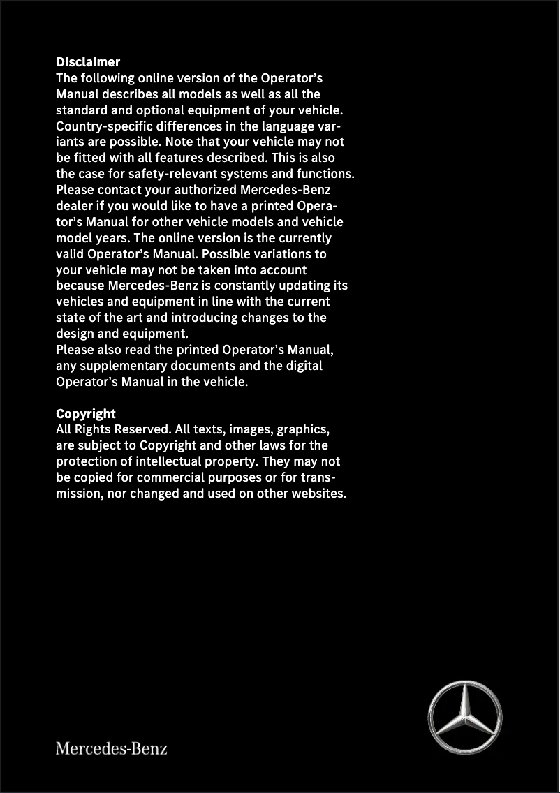 Page 1 of the manual User Manual Mercedes-Benz E-Class Cabriolet (2017)