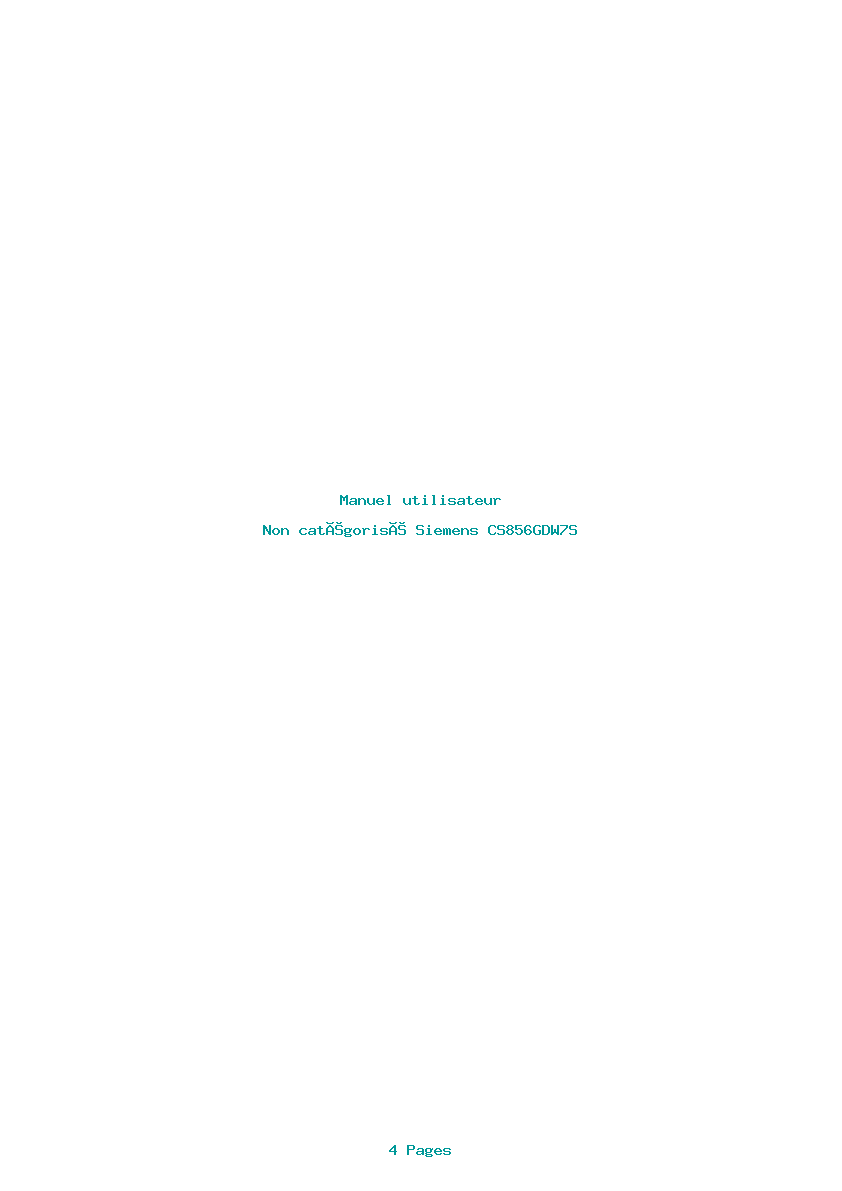 Page 1 de la notice Manuel utilisateur Siemens CS856GDW7S