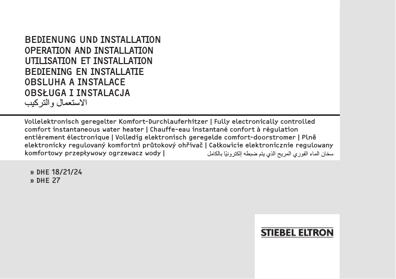 Page 1 de la notice Manuel utilisateur Stiebel Eltron DHE 18/21/24