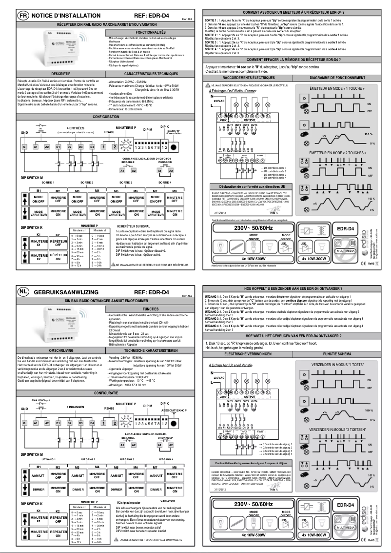 Page 1 de la notice Manuel utilisateur Edisio EDR-D4
