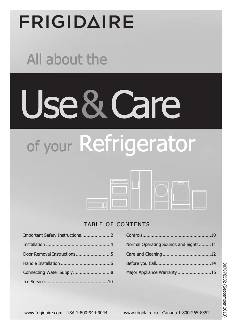 Page 1 de la notice Manuel utilisateur Frigidaire FRT18G2PS