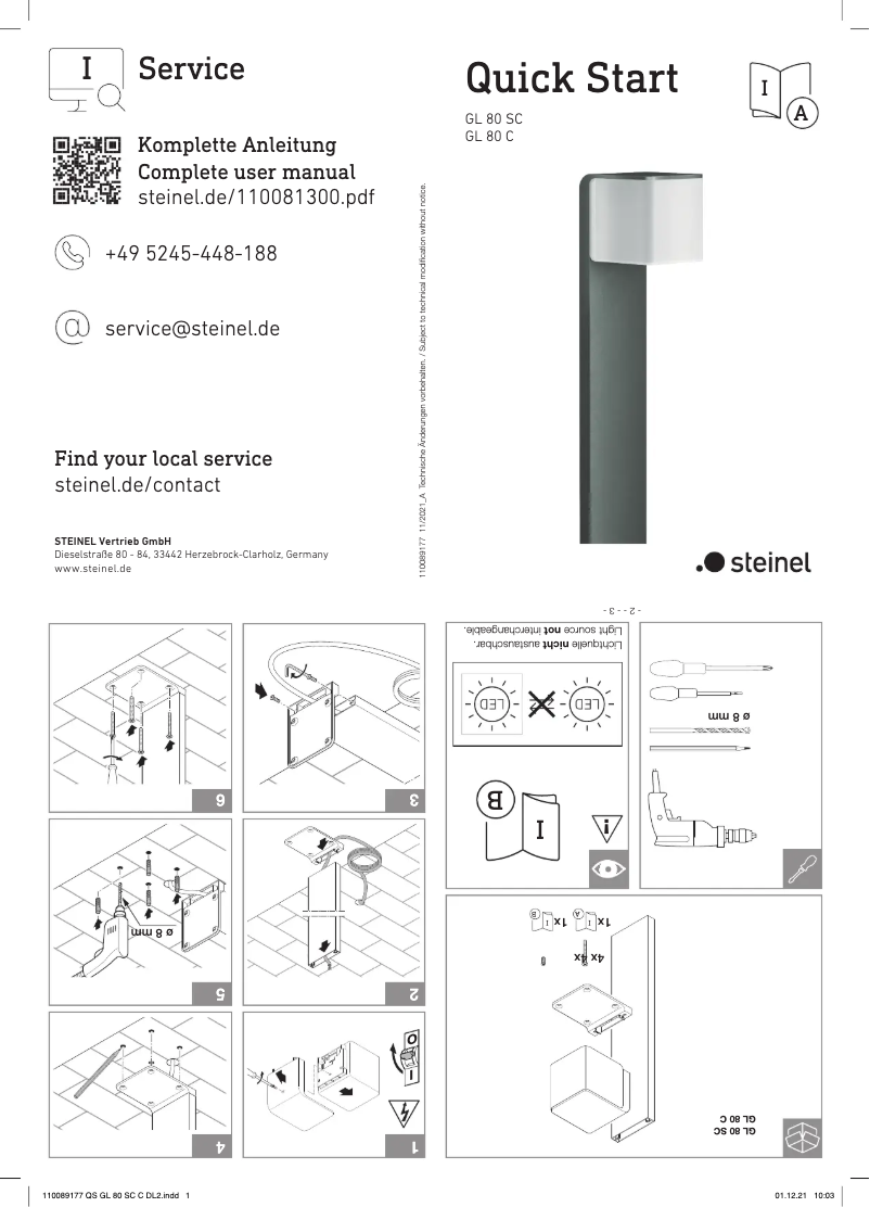 Página 1 del manual Manual de usuario Steinel GL 80 C
