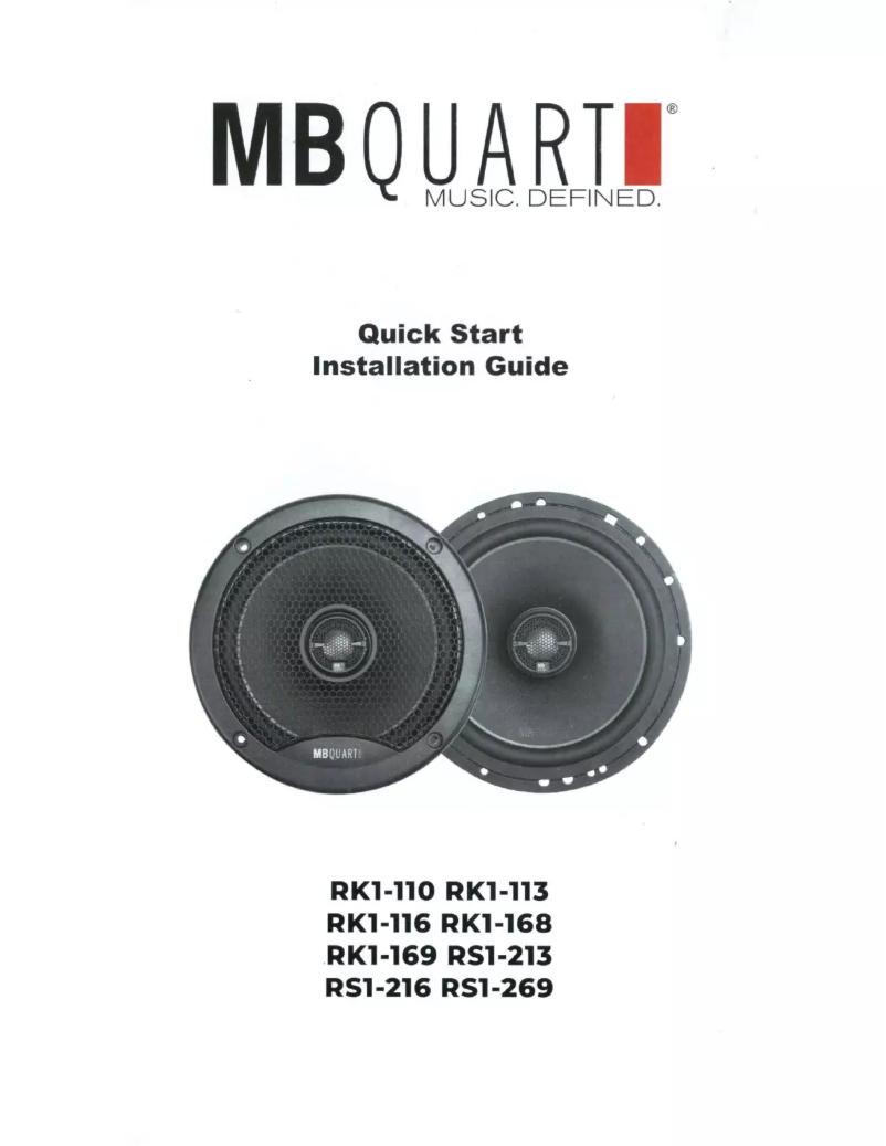 Page 1 of the manual User Manual MB Quart RK1-169