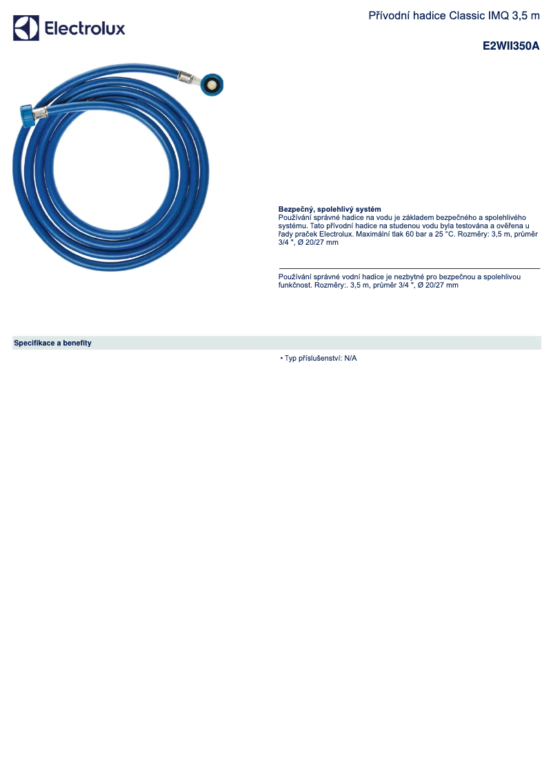 Page 1 de la notice Manuel utilisateur Electrolux E2WII350A