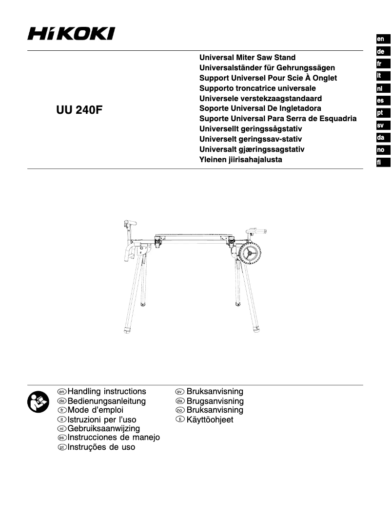 Page 1 de la notice Manuel utilisateur HiKOKI UU240F