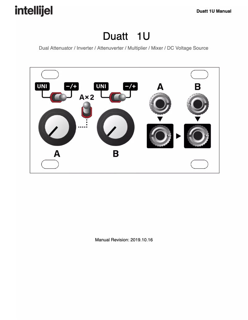 Page 1 de la notice Manuel utilisateur Intellijel Duatt 1U