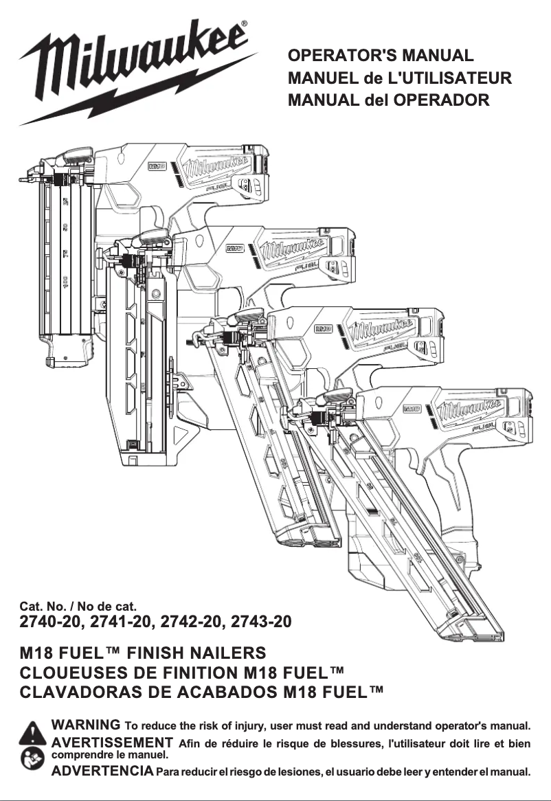 Page 1 de la notice Manuel utilisateur Milwaukee 2741-21CT