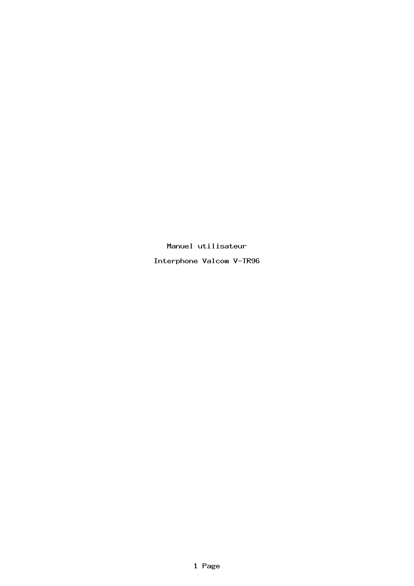 Page 1 de la notice Manuel utilisateur Valcom V-TR96