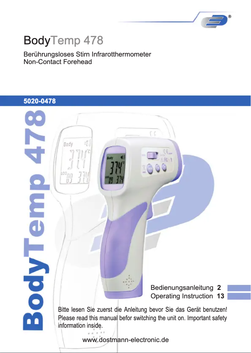 Page 1 of the manual User Manual TFA BodyTemp 478