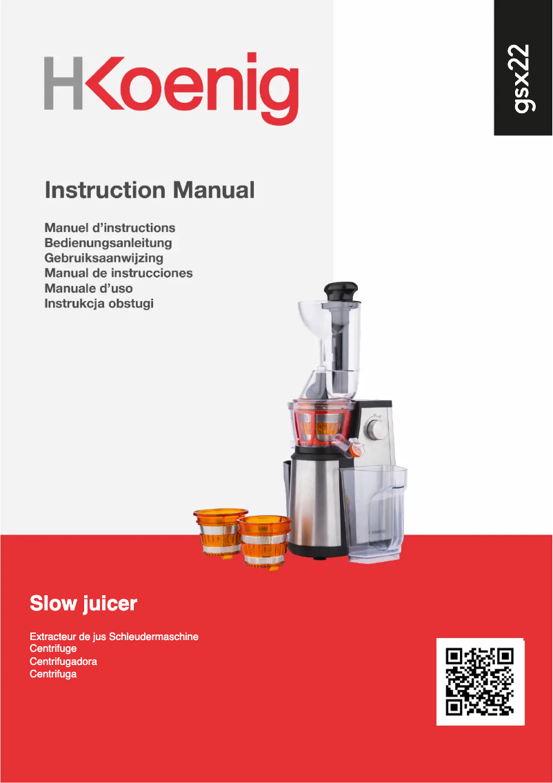 Page 1 de la notice Manuel utilisateur H.Koenig GSX22