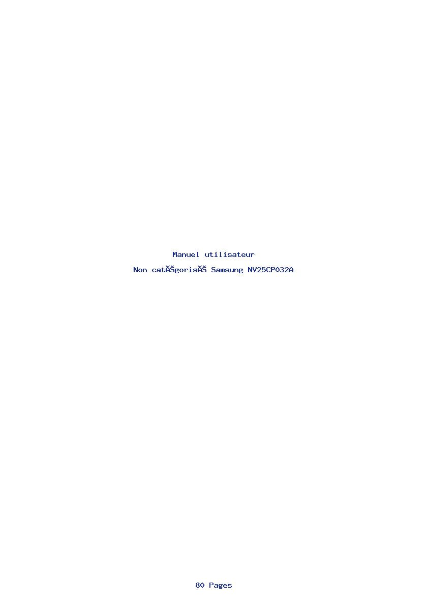 Page 1 de la notice Manuel utilisateur Samsung NV25CP032A