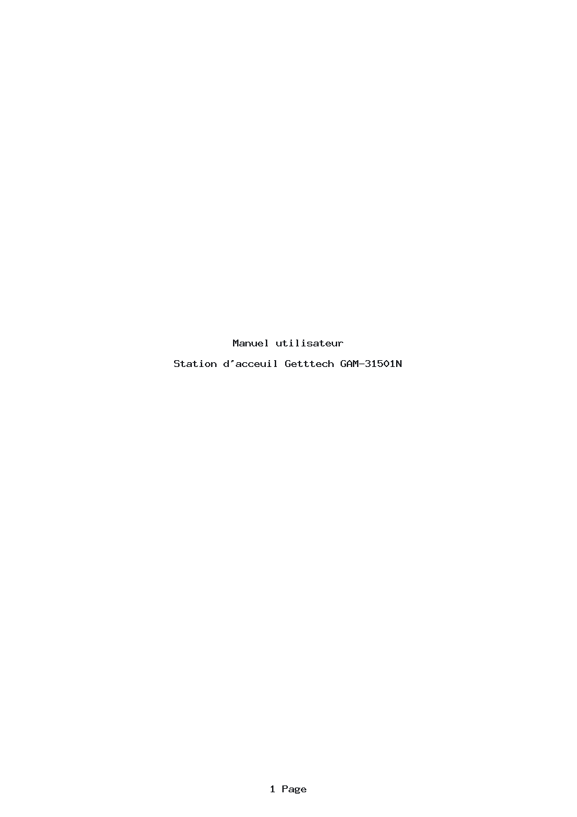 Page 1 de la notice Manuel utilisateur Getttech GAM-31501N