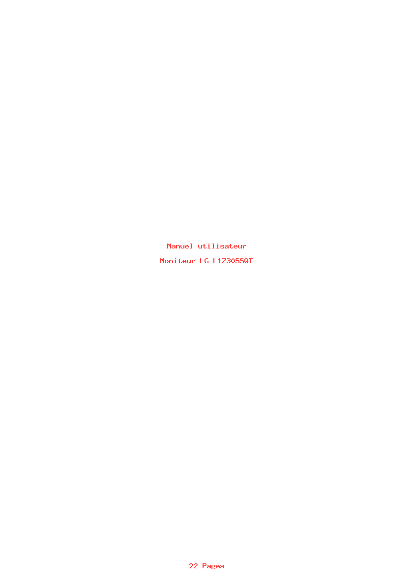 Page 1 de la notice Manuel utilisateur LG L1730SSQT