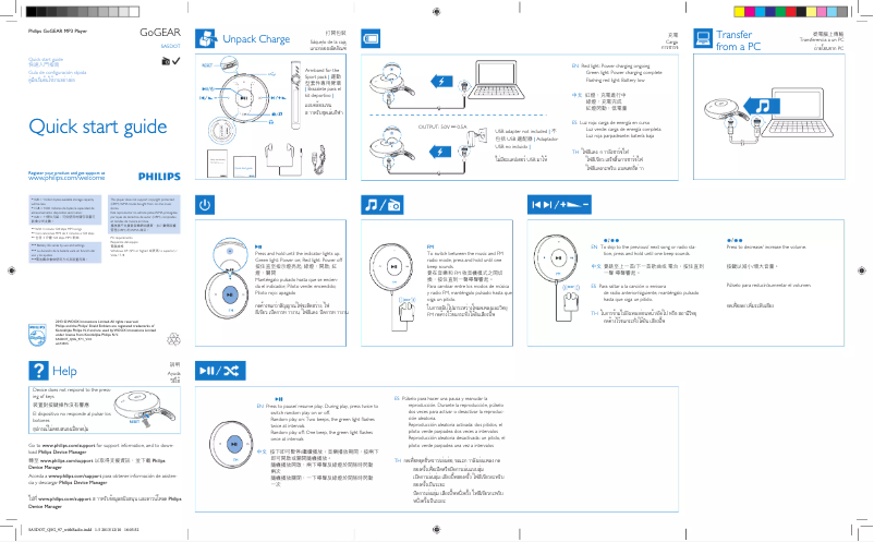 Page 1 de la notice Guide de démarrage rapide Philips SA5DOT02PF