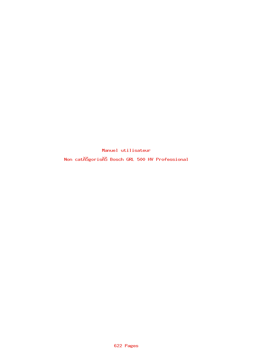 Page 1 de la notice Manuel utilisateur Bosch GRL 500 HV Professional