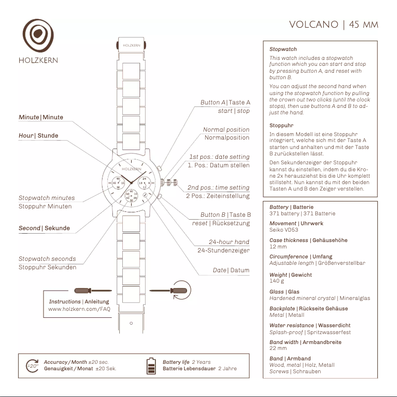 Page 1 de la notice Manuel utilisateur Holzkern Colima